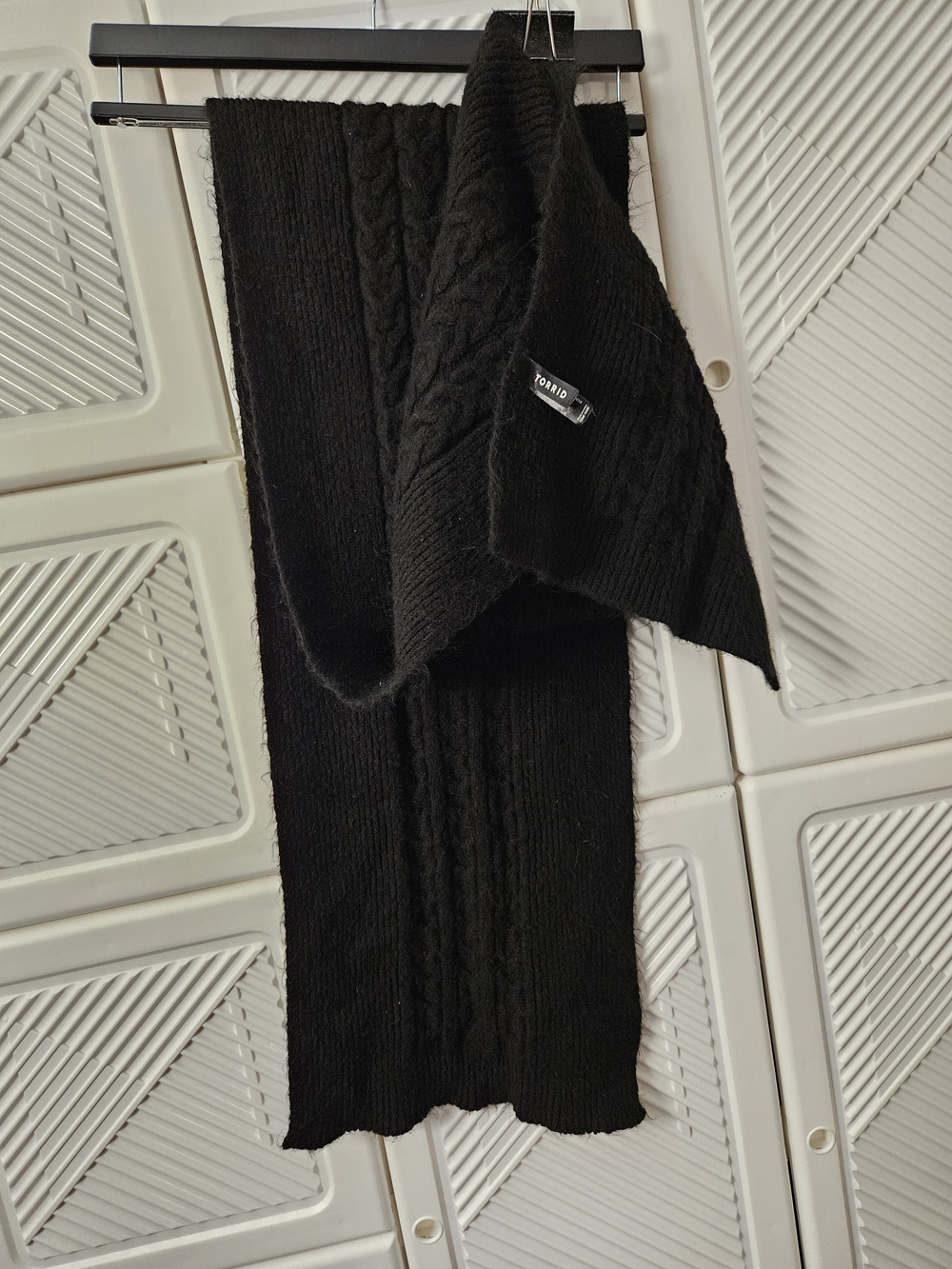 Black Cable-Knit Scarf - torrid